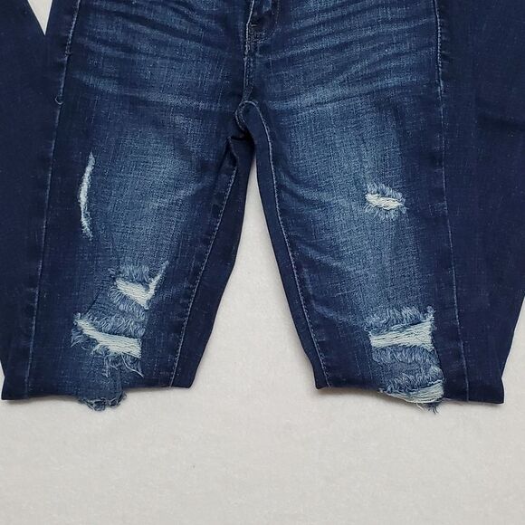 KANCAN Dark Wash Distressed Mid Rise Skinny Stretch Jeans 26 - Picture 4 of 11